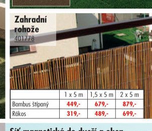 Zahradní rohože (Bambus štípaný, Rákos)