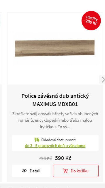 Police závěsná dub antický MAXIMUS MDXB01
