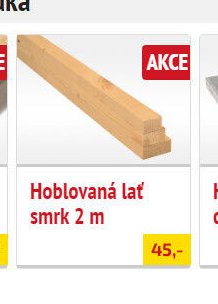 Hoblovaná lať smrk 2 m