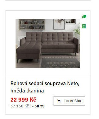 Rohová sedací souprava Neto, hnědá tkanina