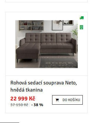 Rohová sedací souprava Neto, hnědá tkanina