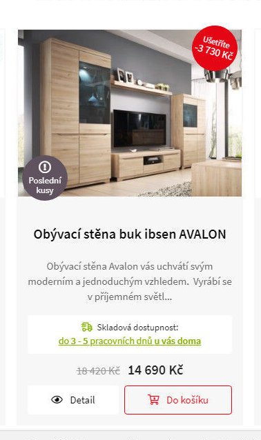 Obývací stěna buk ibsen AVALON