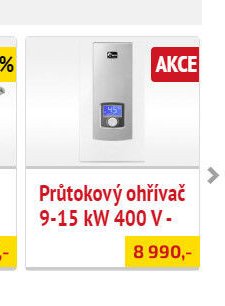 Průtokový ohřívač 9-15 kW 400 V -