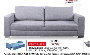 Pohovka Cento, Látka, 238 x 75-88 x 98 cm, lůžko 196 x 148 cm, 4598845-02