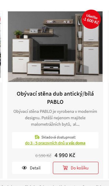 Obývací stěna dub antický/bílá PABLO