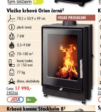 Vložka krbová Orion černá