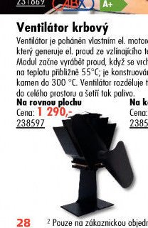 Ventilátor krbový (pro rovné plochy)