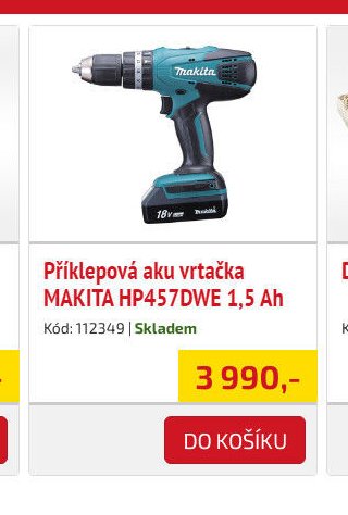 Příklepová aku vrtačka MAKITA HP457DWE 1,5 Ah
