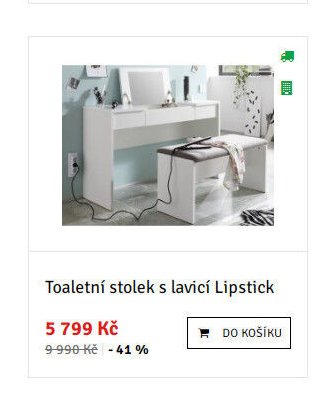 Toaletní stolek s lavicí Lipstick