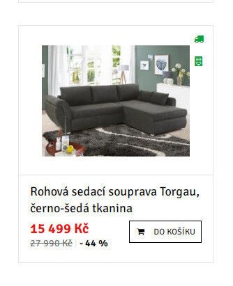 Rohová sedací souprava Torgau, černo-šedá tkanina