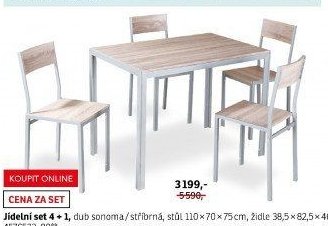 Jídelní set 4+1 (dub sonoma/stříbrná)
