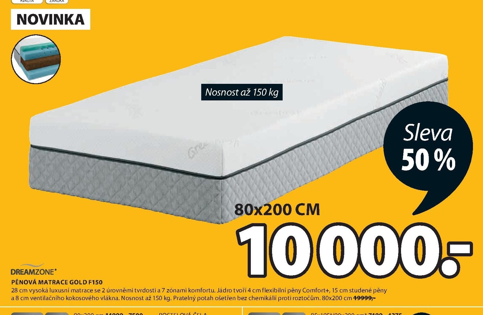 PĚNOVÁ MATRACE GOLD F150