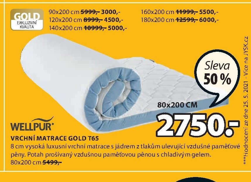 Vrchní matrace GOLD T65