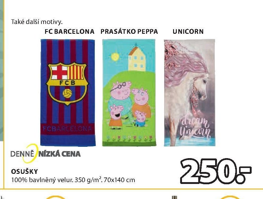 OSUŠKY FC BARCELONA, PRASÁTKO PEPPA, UNICORN