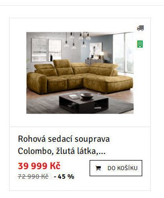 Rohová sedací souprava Colombo, žlutá látka