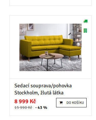 Sedací souprava/pohovka Stockholm, žlutá látka