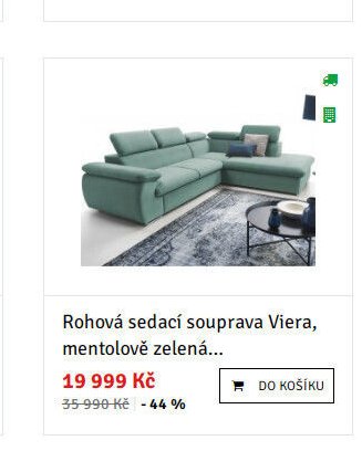Rohová sedací souprava Viera, mentolově zelená