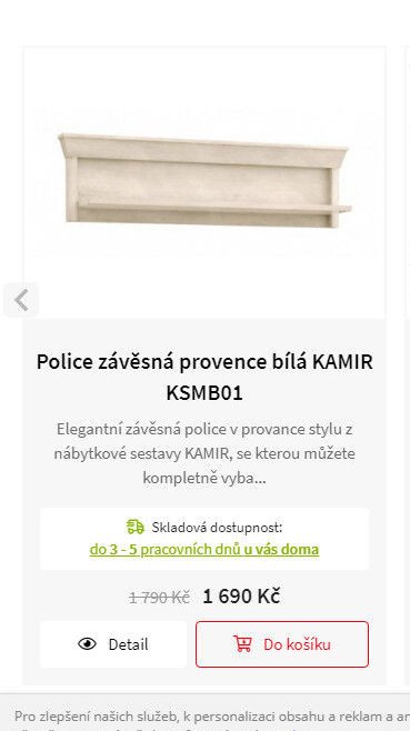 Police závěsná provence bílá KAMIR KSMB01