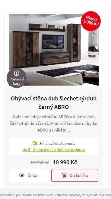Obývací stěna dub šlechetný/dub černý ABRO