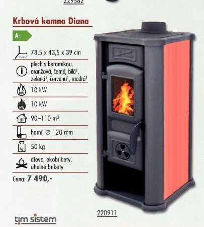 Krbová kamna Diana (červená)