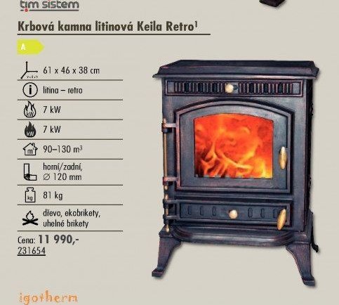 Krbová kamna litinová Keila Retro
