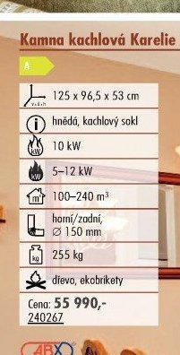 Kamna kachlová Karelie P OX