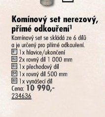 Komínový set nerezový, přímé odkouření