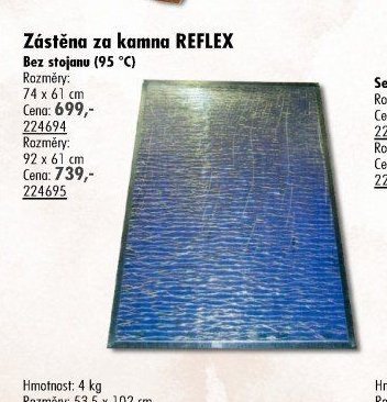 Zástěna za kamna REFLEX bez stojanu