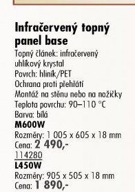 Infračervený topný panel base M600W