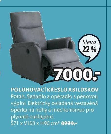 POLOHOVACÍ KŘESLO ABILDSKOV