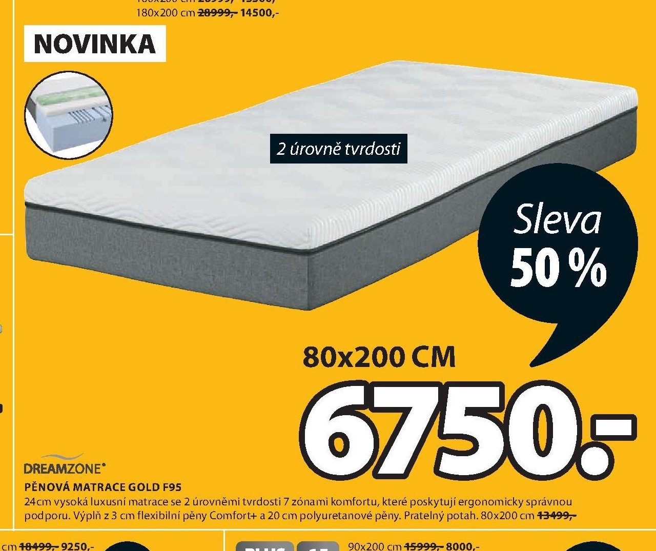 PĚNOVÁ MATRACE GOLD F95