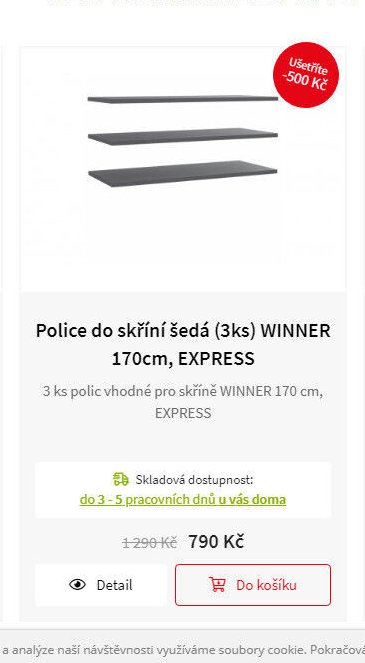 Police do skříní šedá (3ks) WINNER 170cm, EXPRESS