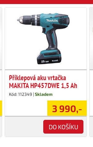 Příklepová aku vrtačka MAKITA HP457DWE 1,5 Ah