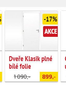 Dveře Klasik plné bílé folie