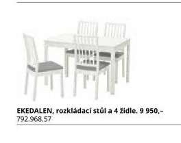 EKEDALEN, rozkládací stůl a 4 židle