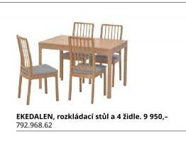 EKEDALEN, rozkládací stůl a 4 židle