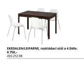 EKEDALEN/LEIFARNE, rozkládací stůl a 4 židle