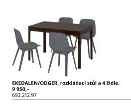 EKEDALEN/ODGER, rozkládací stůl a 4 židle