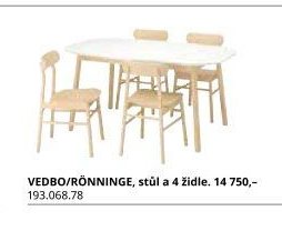 VEDBO/RÖNNINGE, stůl a 4 židle