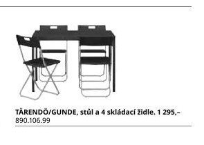 TÄRENDÖ/GUNDE, stůl a 4 skládací židle