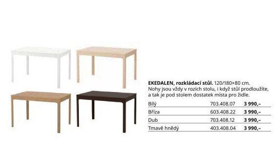 EKEDALEN, rozkládací stůl 120/180x80 cm