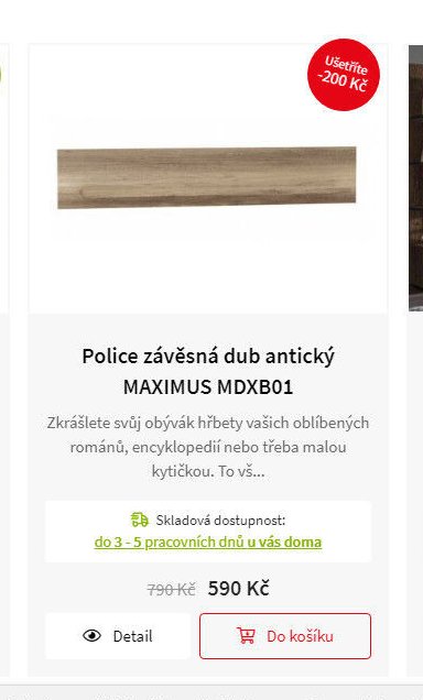 Police závěsná dub antický MAXIMUS MDXB01