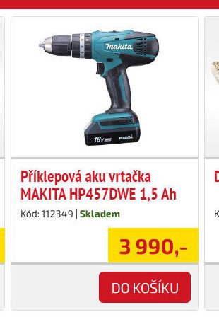 Příklepová aku vrtačka MAKITA HP457DWE 1,5 Ah