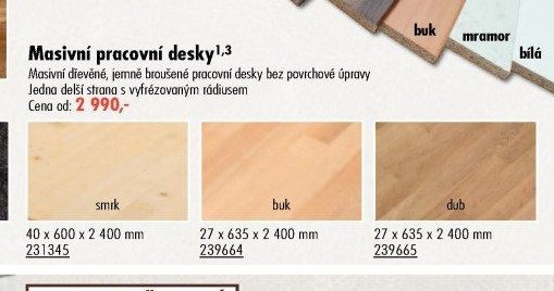 Masivní pracovní desky
