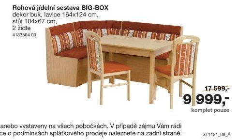 Rohová jídelní sestava BIG-BOX