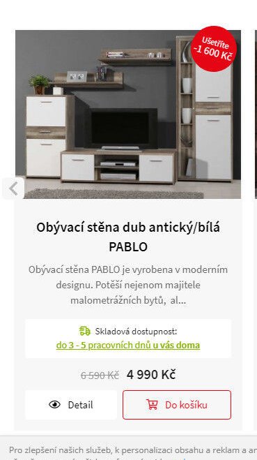 Obývací stěna dub antický/bílá PABLO