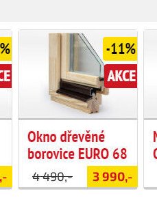 Okno dřevěné borovice EURO 68