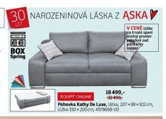 Pohovka Kathy De Luxe, látka, 207x98x102 cm, lůžko 150x200 cm
