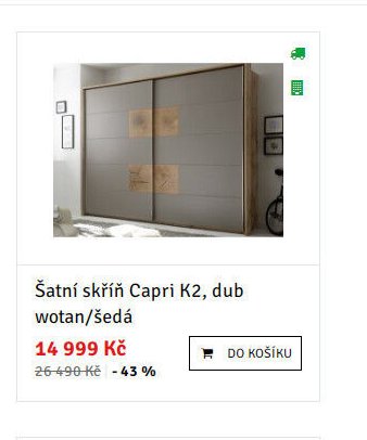 Šatní skříň Capri K2, dub wotan/šedá