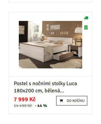 Postel s nočními stolky Luca 180x200 cm, bělená